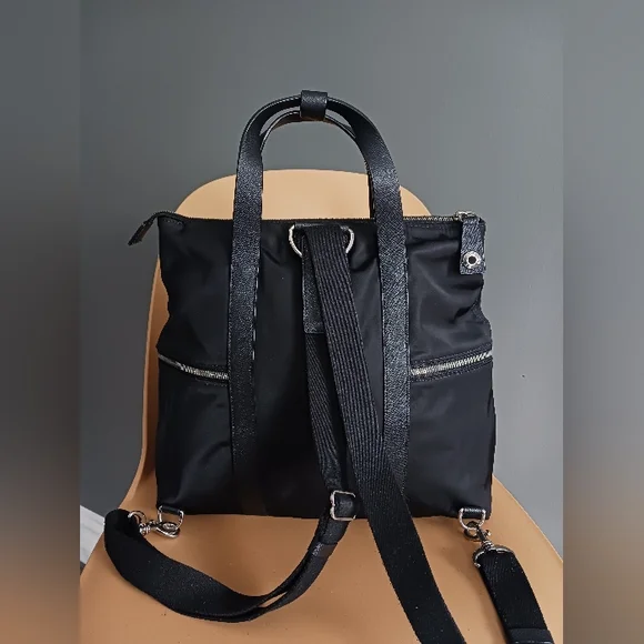 Henri Bendel Jetsetter Black Nylon/ Leather Backpack - Picture 8 of 11